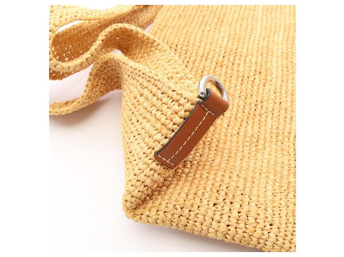 Borsa Loewe Slit in rafia e pelle marrone beige - vista 8