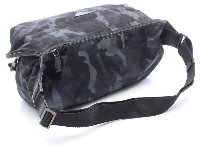 Bolsa de Ombro Prada TESSUTO ST.CAMO Camouflage Marrom Preto Azul marinho - vista 2