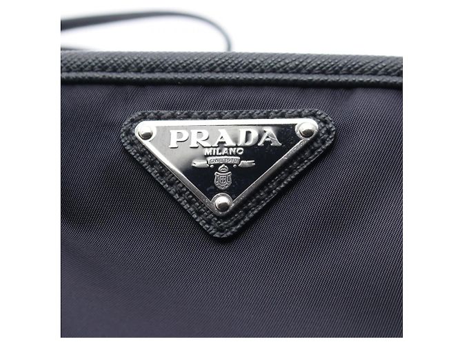 Borsa a pochette Prada TESSUTO+SAFFIANO Blu navy - vista 8