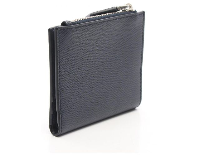 Saffiano Portafoglio bi-fold Prada Triangle Plate Blu navy - vista 2
