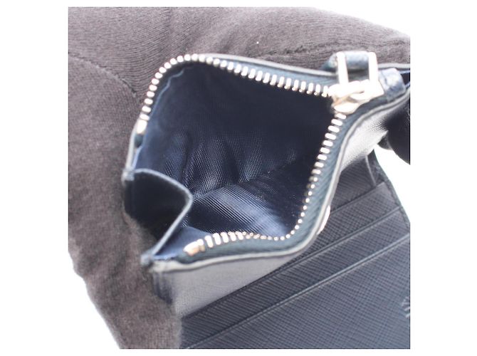 Saffiano Portafoglio bi-fold Prada Triangle Plate Blu navy - vista 4