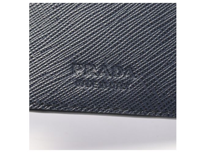 Saffiano Portafoglio bi-fold Prada Triangle Plate Blu navy - vista 5