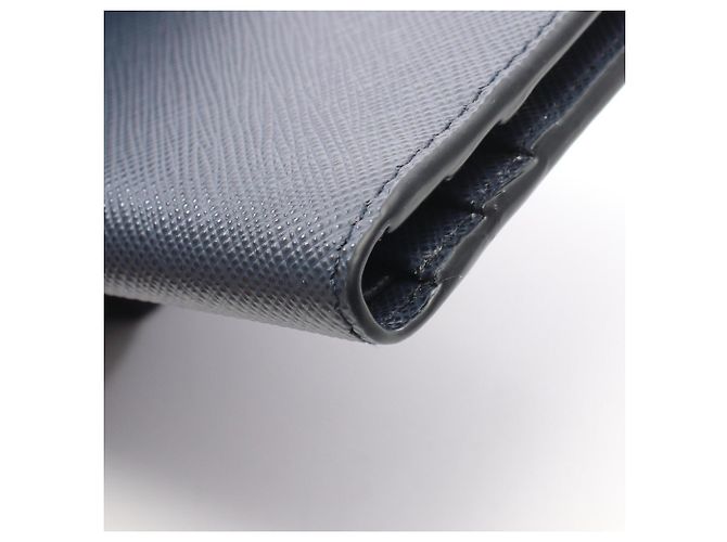 Saffiano Portafoglio bi-fold Prada Triangle Plate Blu navy - vista 6