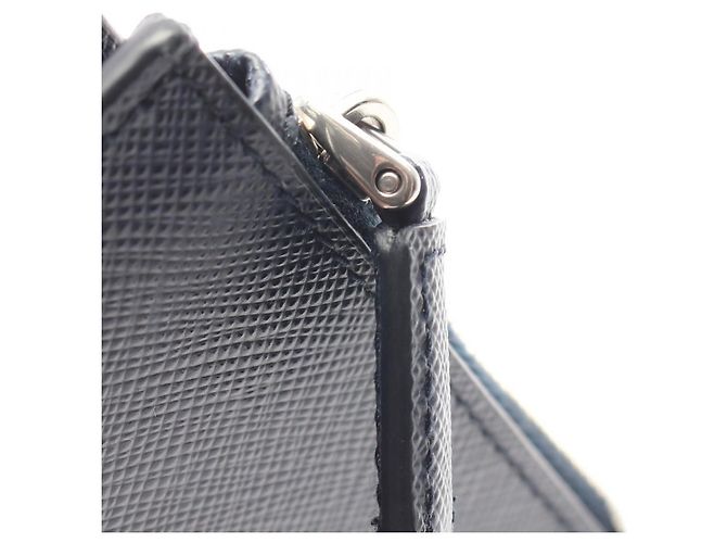 Saffiano Portafoglio bi-fold Prada Triangle Plate Blu navy - vista 8