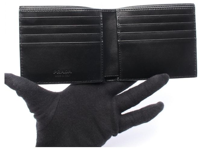 Prada Bi-Fold Leather Bill Wallet Black - view 3