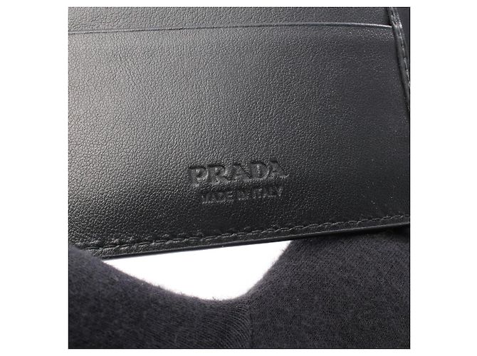 Prada Bi-Fold Leather Bill Wallet Black - view 4