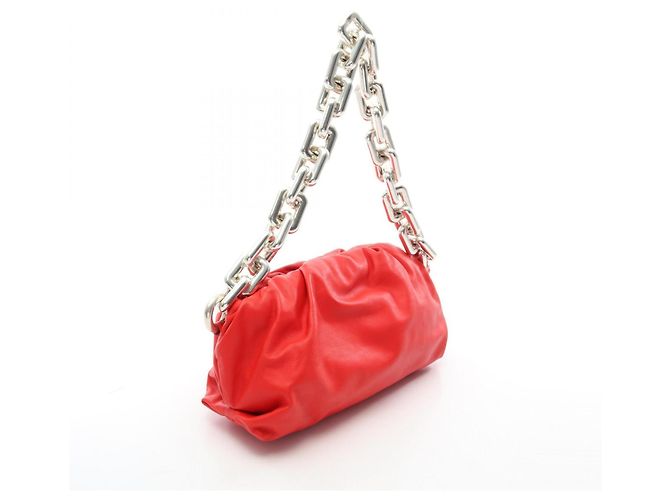 Borsa a mano e a tracolla Pouch in pelle rossa con catena Bottega Veneta Rosso - vista 2