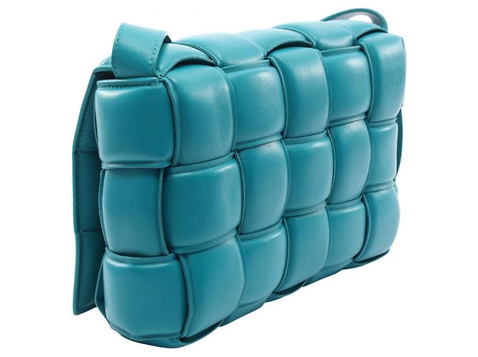 Borsa a tracolla Bottega Veneta Padded Cassette Intrecciato Blu - vista 2
