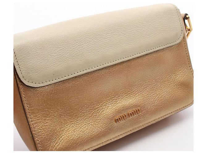Bolsa Miu Miu em dourado e marfim Cru - vista 18
