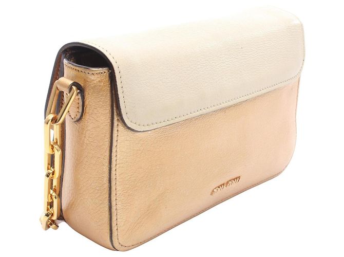 Bolsa Miu Miu em dourado e marfim Cru - vista 2
