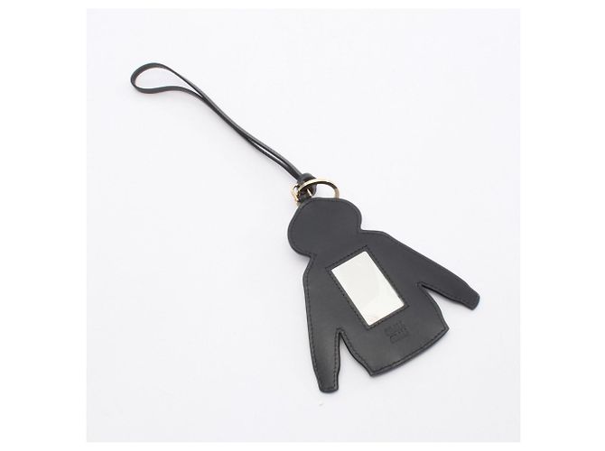 Portachiavi in pelle scamosciata Miu Miu Marrone Nero - vista 2