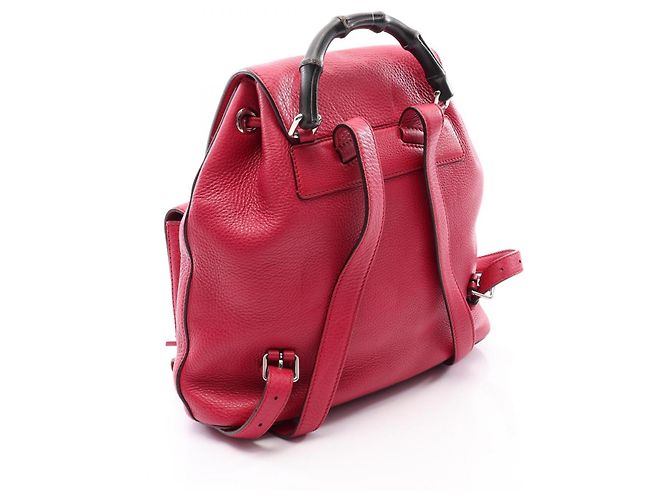 Zaino/Borsa Gucci in pelle rosa con nappa Bamboo - vista 2