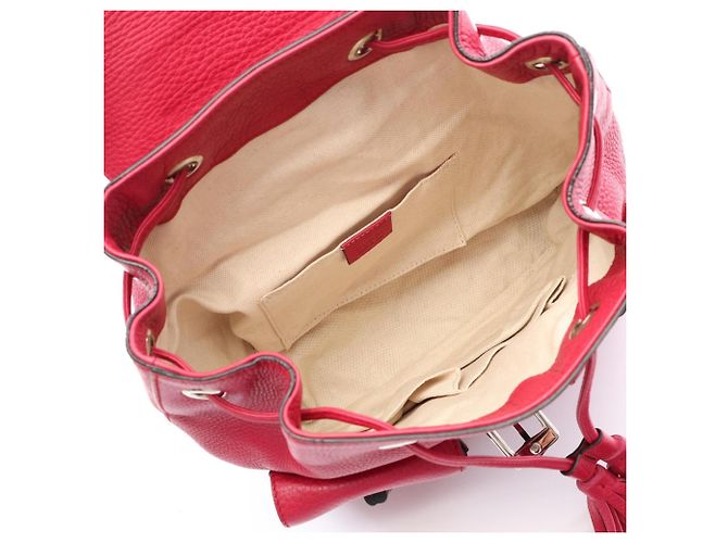 Zaino/Borsa Gucci in pelle rosa con nappa Bamboo - vista 3