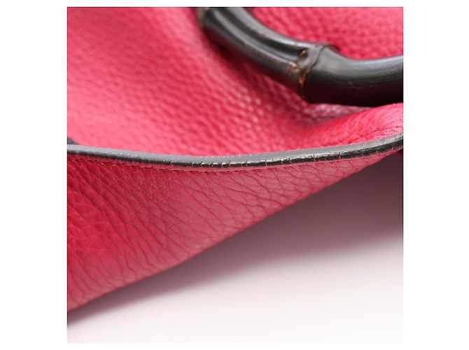 Zaino/Borsa Gucci in pelle rosa con nappa Bamboo - vista 5