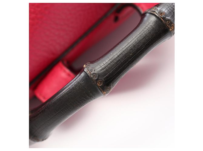 Zaino/Borsa Gucci in pelle rosa con nappa Bamboo - vista 6