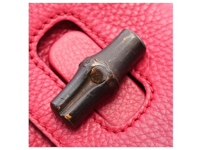 Zaino/Borsa Gucci in pelle rosa con nappa Bamboo - vista 8