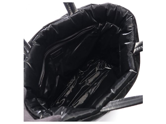 Borsa Tote Puffer ampia in nylon nero Yves Saint Laurent - vista 3
