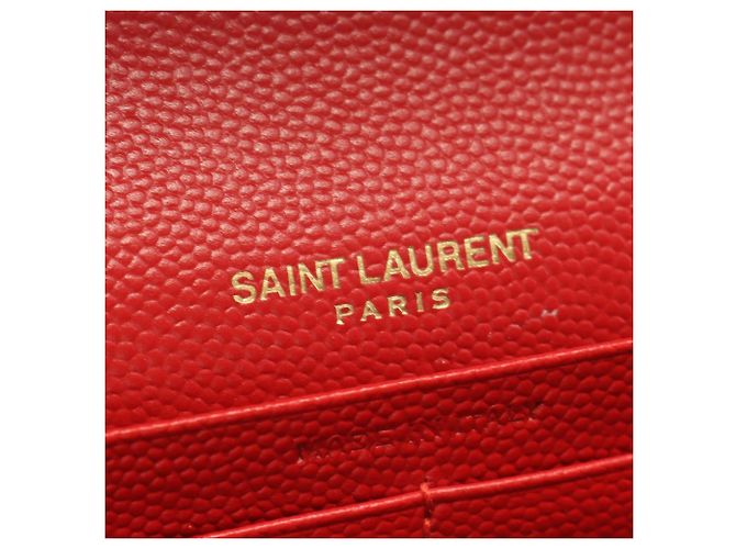 Yves Saint Laurent Bi-fold Langbeutel aus rotem Leder - Ansicht 4