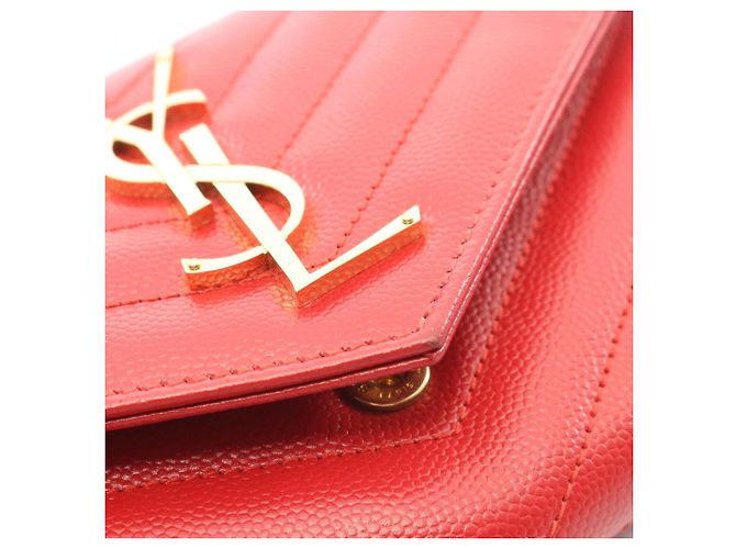 Yves Saint Laurent Bi-fold Langbeutel aus rotem Leder - Ansicht 5