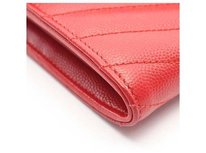 Yves Saint Laurent Bi-fold Langbeutel aus rotem Leder - Ansicht 6