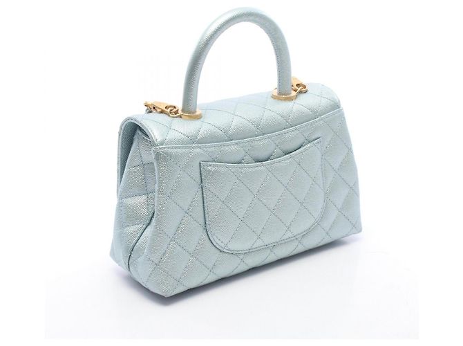 Sac à main Chanel Coco Handle Flap Matelassé Metallic Bleu Métallisé - vue 2