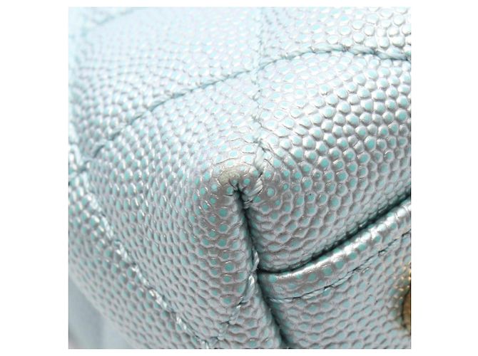 Sac à main Chanel Coco Handle Flap Matelassé Metallic Bleu Métallisé - vue 7