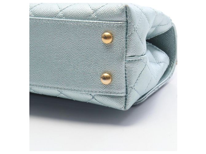 Sac à main Chanel Coco Handle Flap Matelassé Metallic Bleu Métallisé - vue 8