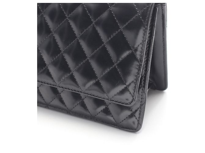 Borsa a tracolla Chanel Matelassé in pelle verniciata nera Nero - vista 8
