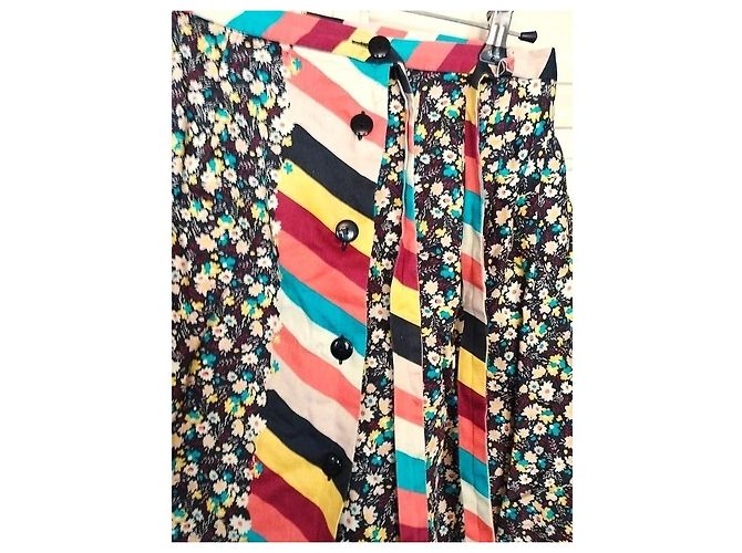 Cacharel Falda Cruzada de Algodón Liberty - Modelo Opposition T XS Negro Rosa Blanco Azul Multicolor Amarillo - vista 15