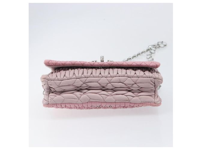 Miu Miu Crystal 2way Matelasse Leather Small Rosa - vista 4