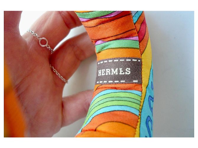 Hermès petit h Pulsera de seda atípica Rosa Azul Multicolor Verde Naranja Amarillo - vista 5