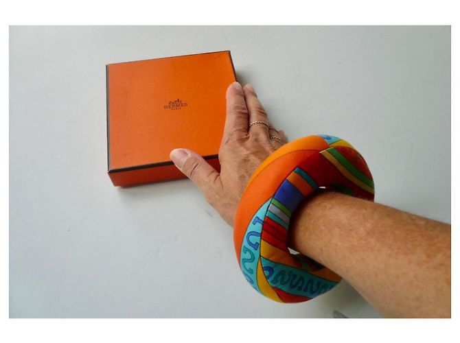 Hermès petit h Pulsera de seda atípica Rosa Azul Multicolor Verde Naranja Amarillo - vista 6