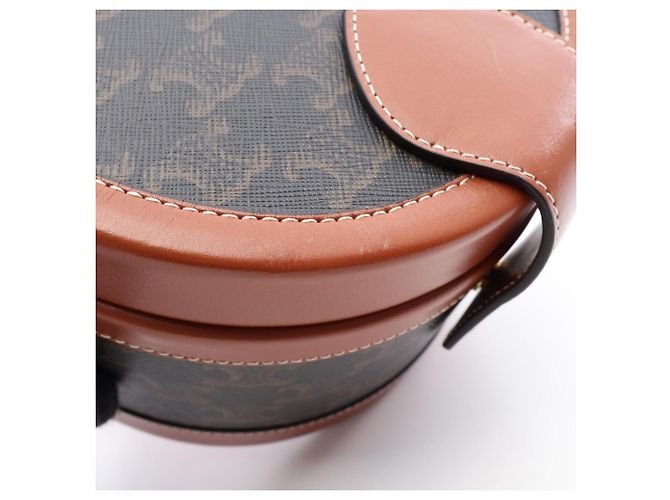 Céline Borsa a tracolla Celine Tambour Medium Triomphe Marrone Nero - vista 8
