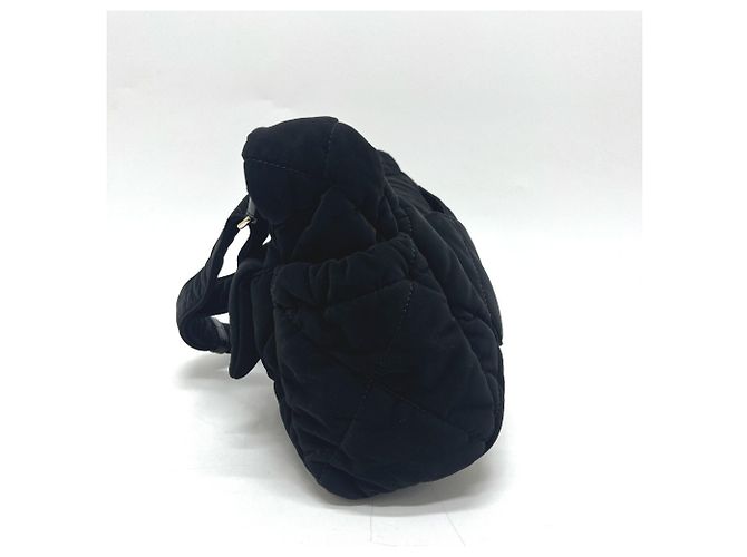 Chanel AS5054 Matelassé Coco Mark Bowling Bag aus Samt Schwarz - Ansicht 3