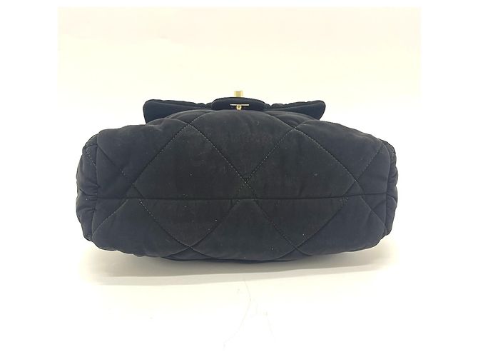 Chanel AS5054 Matelassé Coco Mark Bowling Bag aus Samt Schwarz - Ansicht 5