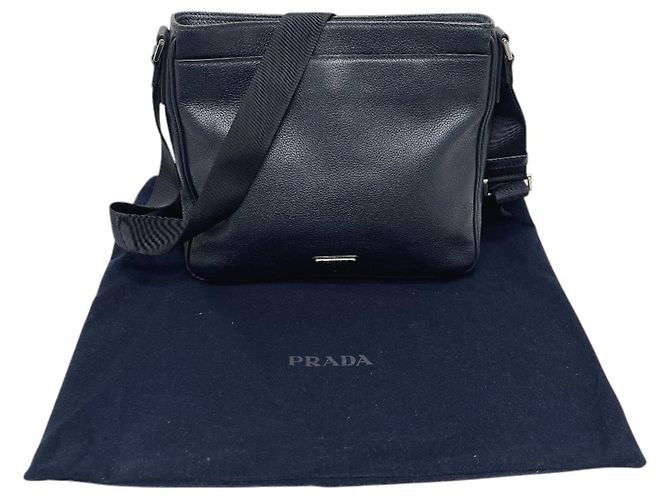 Borsa a mano in pelle Prada VA1034 con logo triangolare Blu - vista 11