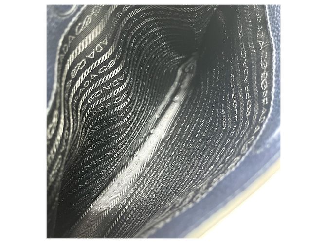 Borsa a mano in pelle Prada VA1034 con logo triangolare Blu - vista 13