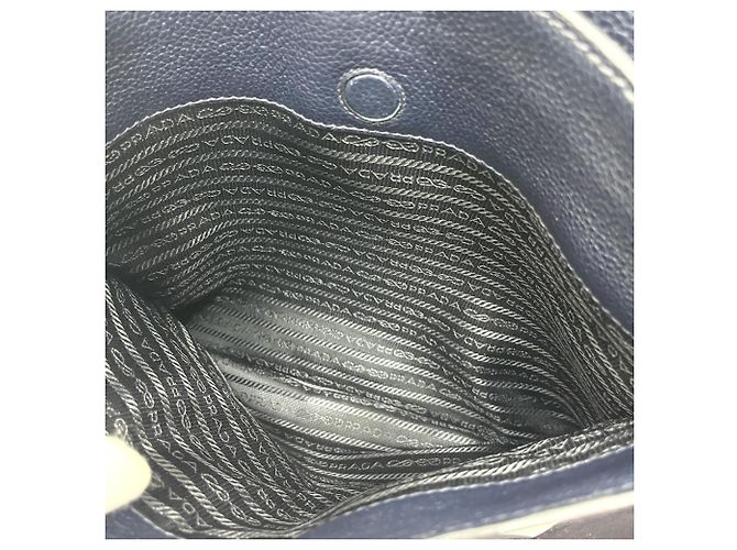 Borsa a mano in pelle Prada VA1034 con logo triangolare Blu - vista 14