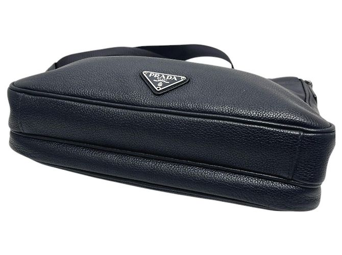 Borsa a mano in pelle Prada VA1034 con logo triangolare Blu - vista 5