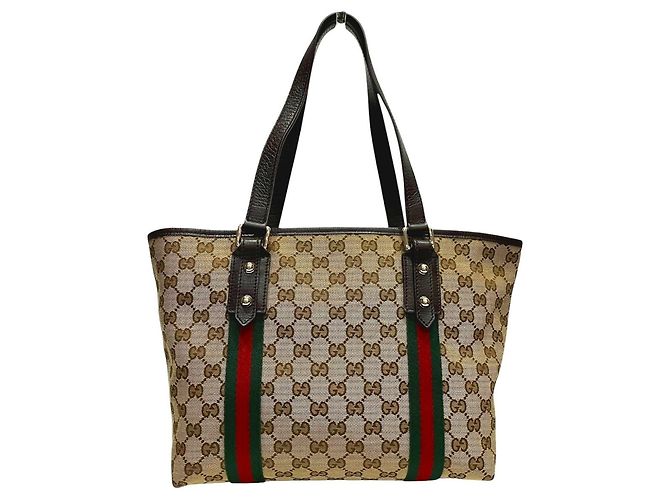 Borsa Tote Gucci Sherry Line Marrone Beige - vista 2