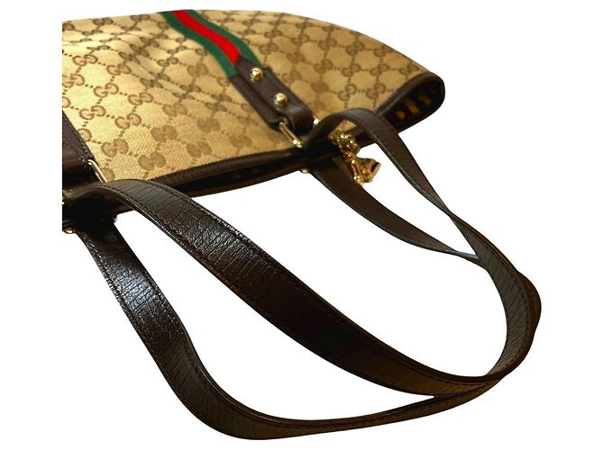 Borsa Tote Gucci Sherry Line Marrone Beige - vista 9