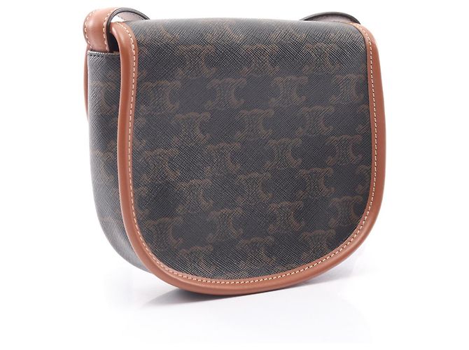 Céline Celine Triomphe Mini Besace Shoulder Bag Marrone Nero - vista 2