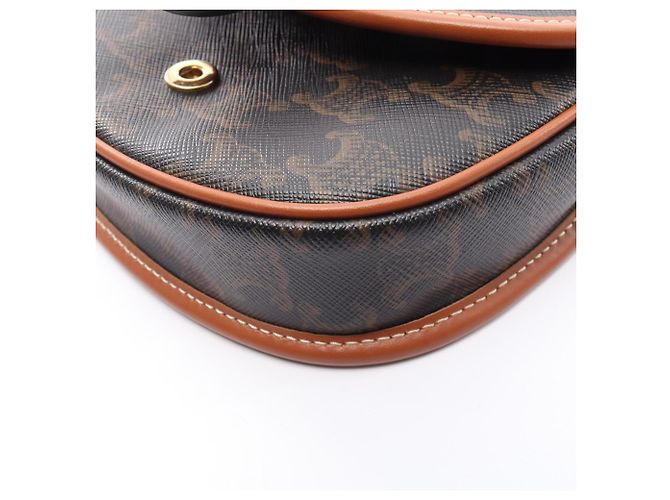 Céline Celine Triomphe Mini Besace Shoulder Bag Marrone Nero - vista 5