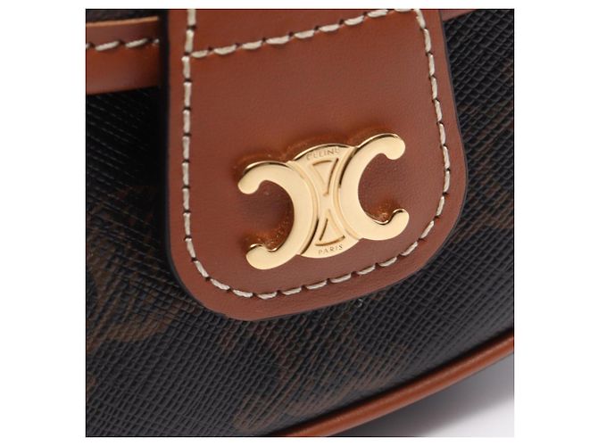 Céline Celine Triomphe Mini Besace Shoulder Bag Marrone Nero - vista 7