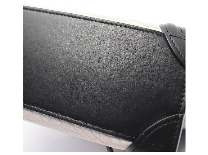 Céline Celine Luggage Nano Shopper Borsa a mano 2-Way Nero Bianco - vista 12