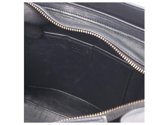Céline Celine Luggage Nano Shopper Borsa a mano 2-Way Nero Bianco - vista 13
