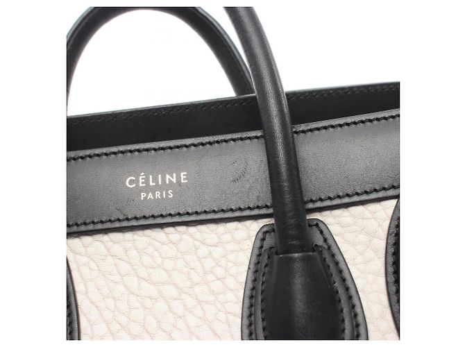 Céline Celine Luggage Nano Shopper Borsa a mano 2-Way Nero Bianco - vista 16