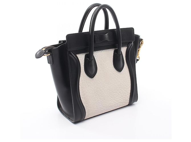 Céline Celine Luggage Nano Shopper Borsa a mano 2-Way Nero Bianco - vista 2