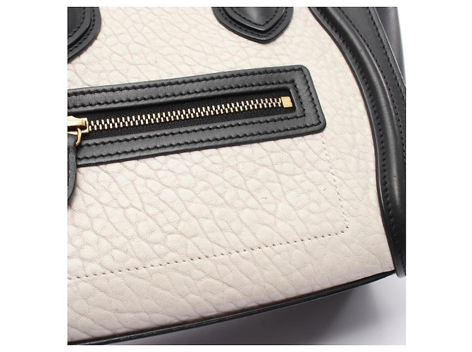 Céline Celine Luggage Nano Shopper Borsa a mano 2-Way Nero Bianco - vista 9
