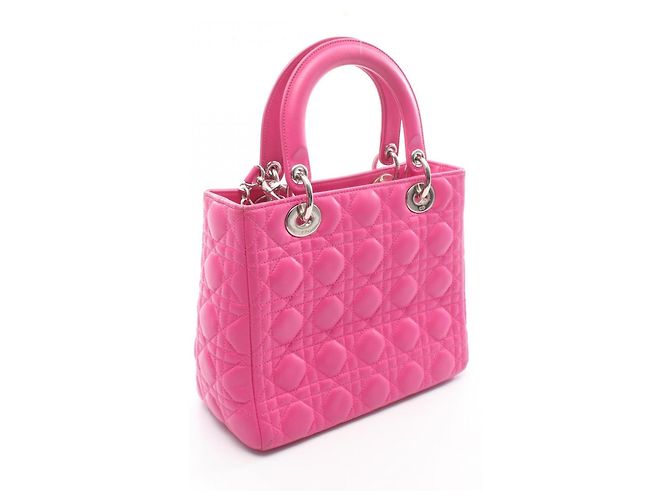 mala Christian Dior Lady Dior Medium Cannage Rosa - vista 2